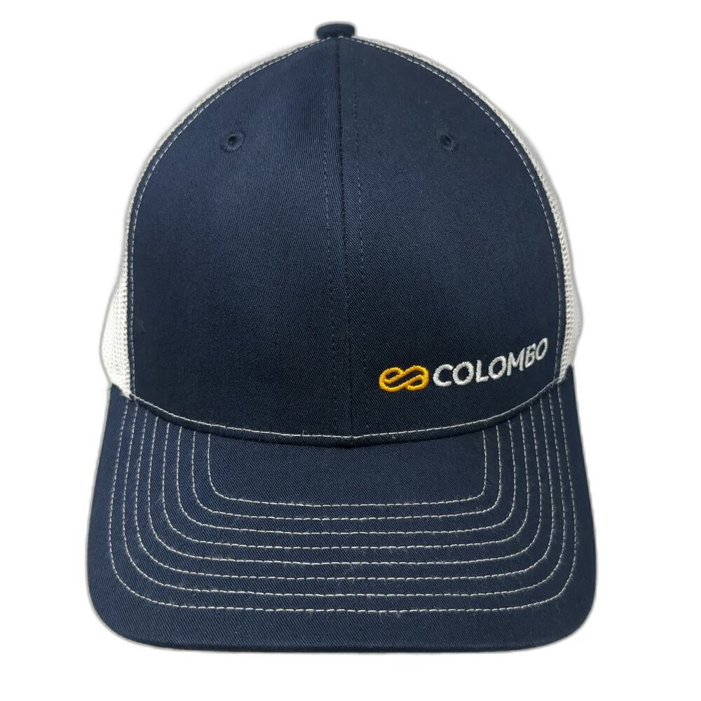 Richardson 112 Trucker Hat Blue White One Size Colombo Logo Mesh Snapback
